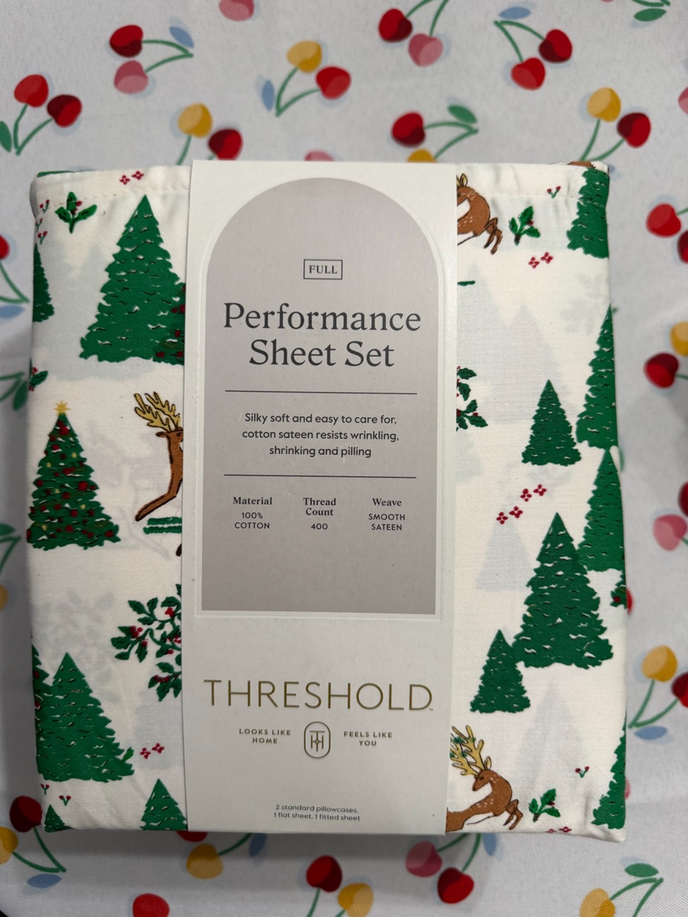 Threshold Holiday Tree Print Sheet Set - Green and Red